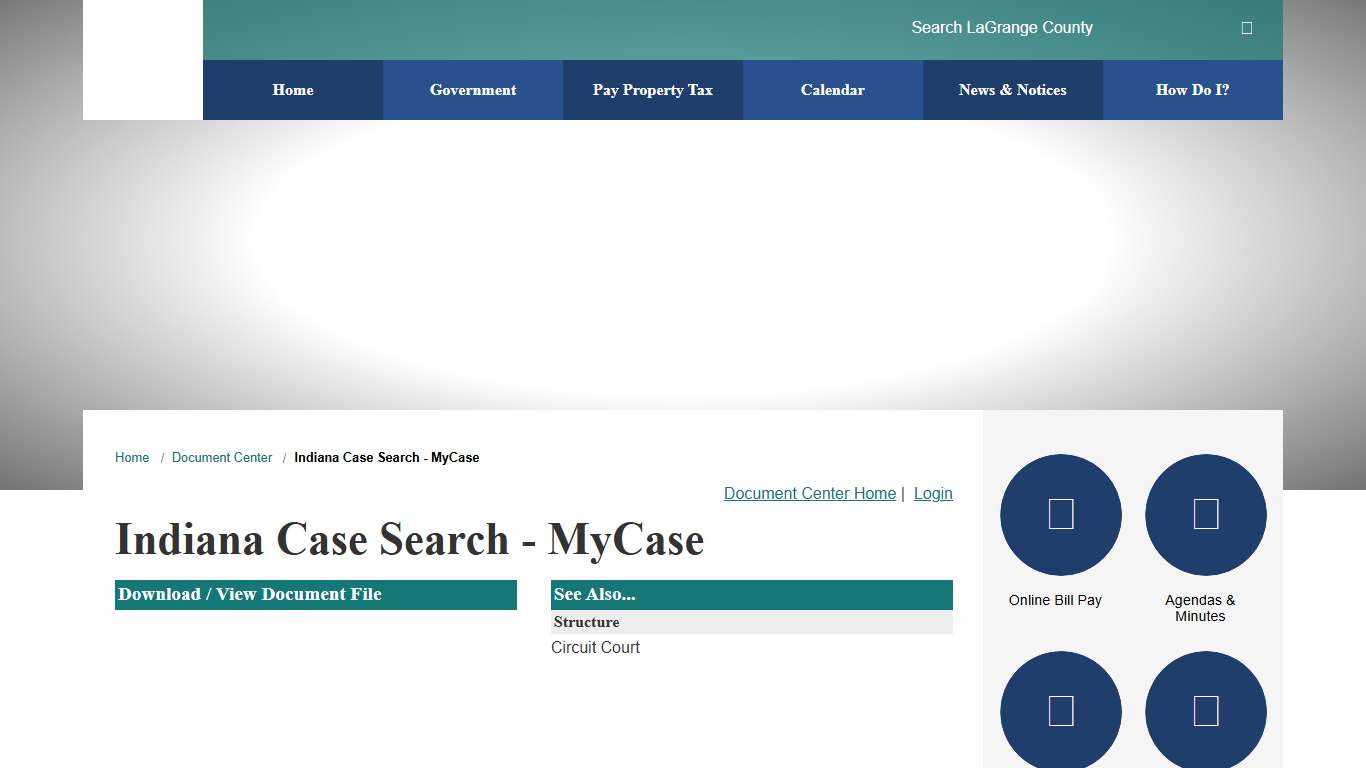Document Center / Indiana Case Search - MyCase / LaGrange County, Indiana